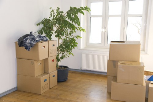 Organized storage boxes in a tidy space